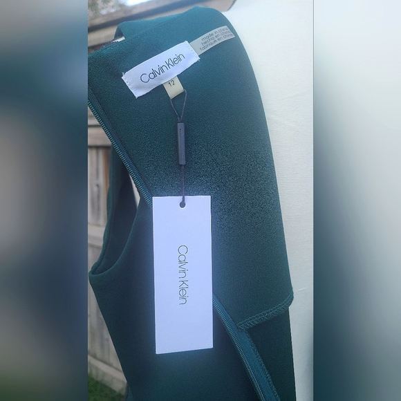 NWT Calvin Klein Beaded Sheath Dress, Green, Size 12 - Picture 5 of 12